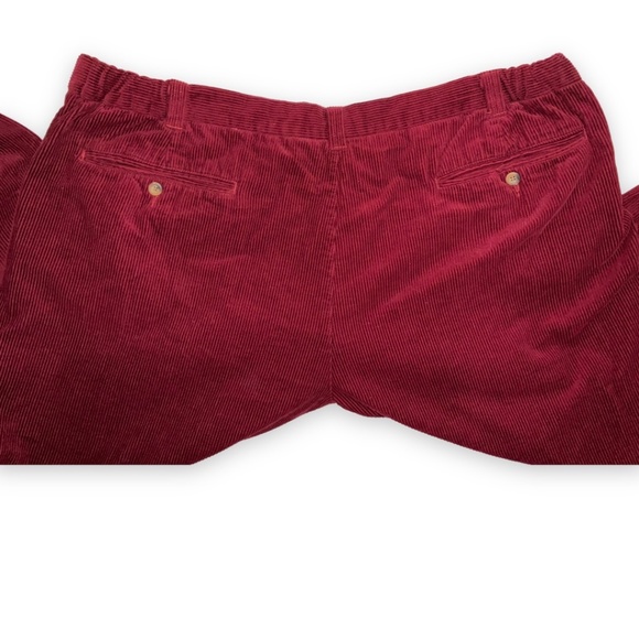 Red Corduroy Pants with Flat Front Design - Picture 3 of 12